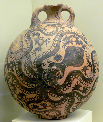 cBCE 1500 Khattusha (''Minoan''), Crete; clay octopus flask